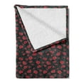 thumbnail image 2 of Feminine Soft Flannel Fleece Throw Blanket, Romantic Vintage Roses Illustration Old Fashioned Victorian Art, Cozy Plush for Indoor and Outdoor Use, 50" x 60", Charcoal Grey Black Red, by Ambesonne, 2 of 5