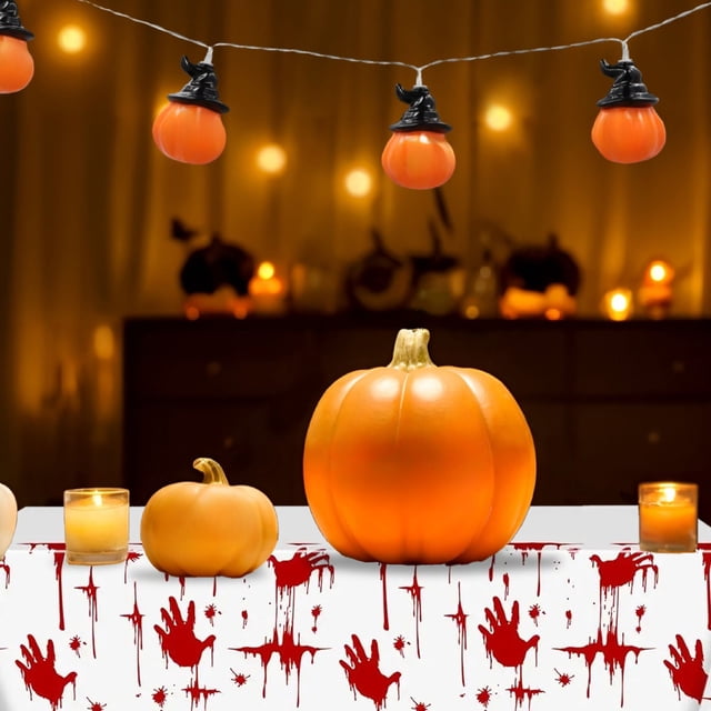 Plastics Tablecloth, Halloween Disposable Tablecloth Plastic Tablecloth Printed with Spooky Patterns for Party Decoration and Catering