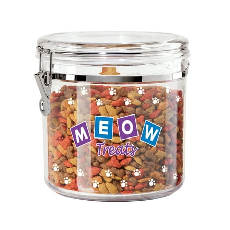 - Oggi 8317 Jumbo Acrylic Airtight Pet Treat Canister with Food Storage Container, 130 Oz, Meow Decal