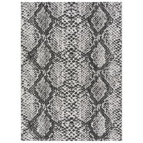 SAFAVIEH Courtyard Alphonse Animal Indoor/Outdoor Area Rug, Grey/Black, 5'5" x 7'7"