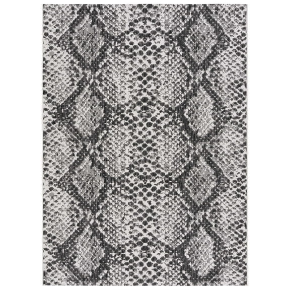 SAFAVIEH Courtyard Alphonse Animal Indoor/Outdoor Area Rug, Grey/Black, 5'5" x 7'7"