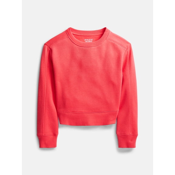 Athletic Works Girl's Active Core Fleece Crewneck Sweatshirt, Sizes 4-18 & Plus