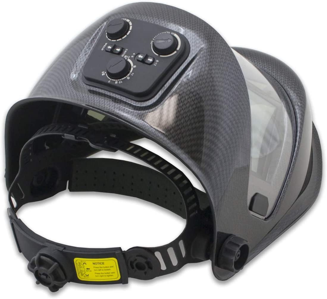 TGR Panoramic 180 View Solar Powered Auto Darkening Welding Helmet - True Color (Carbon Fiber)
