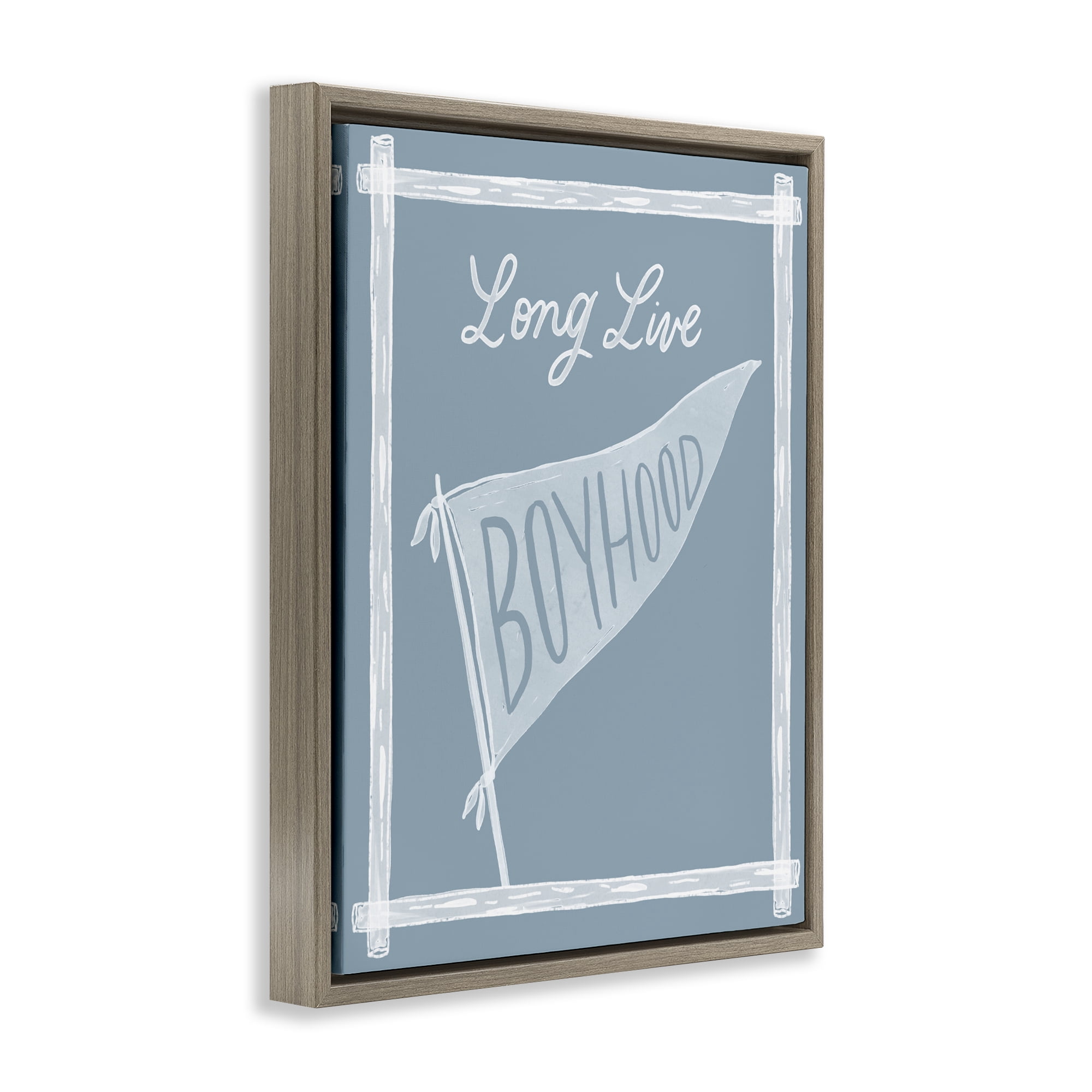 Stupell Industries Long Live Boyhood with Border Brown Framed Floater Canvas Wall Art, design by Cherrywood Lane