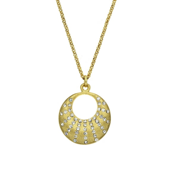 X & O Gold Tone Crystal Crescent Necklace