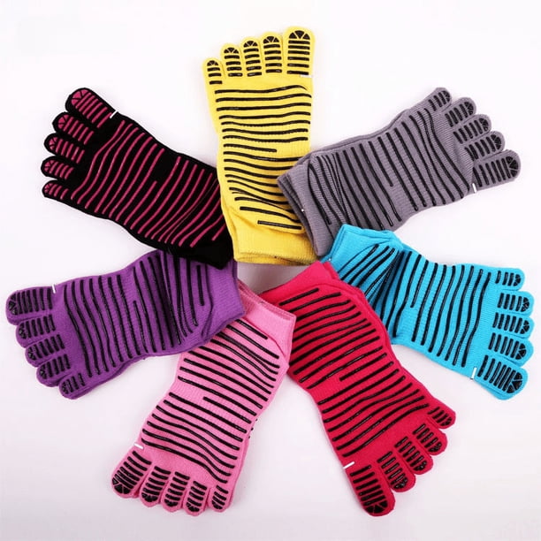 Calcetines de yoga para hombres y mujeres, calcetines deportivos y de fitness, antideslizantes, calcetines de cinco dedos, calcetines de yoga antideslizantes