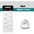 thumbnail image 3 of Cúpulas para audífonos Oticon Minifit, repuestos de tapones los oídos Oticon, accesorios (ventilación abierta 8 mm), kits limpieza suministros (20 piezas) Blanco - 2 Paquetes Open Vent-8 MM, 3 of 6