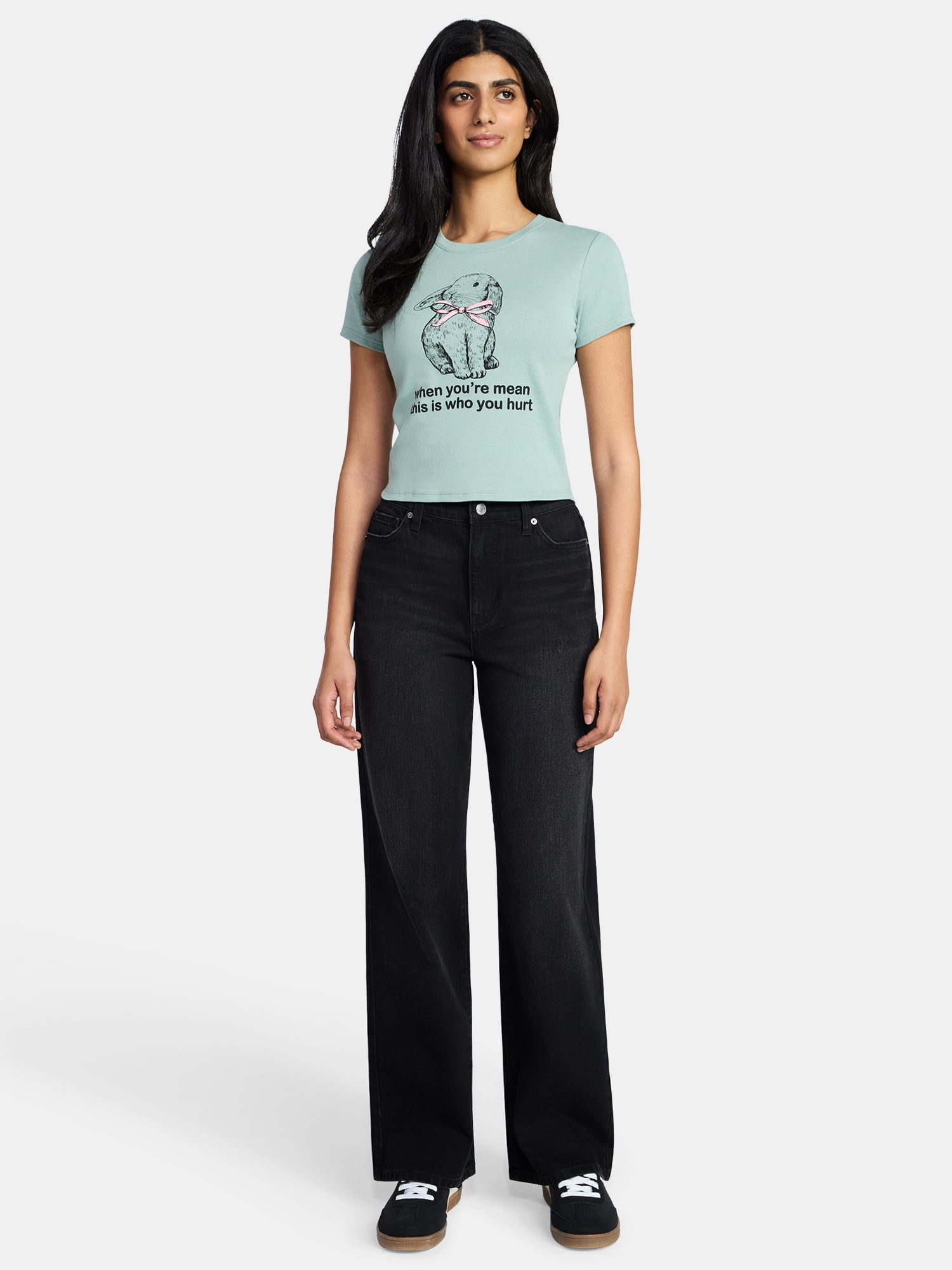 Feral But Cute Women's Graphic Cropped Baby Tee with Short Sleeves, Sizes XXS-XXL