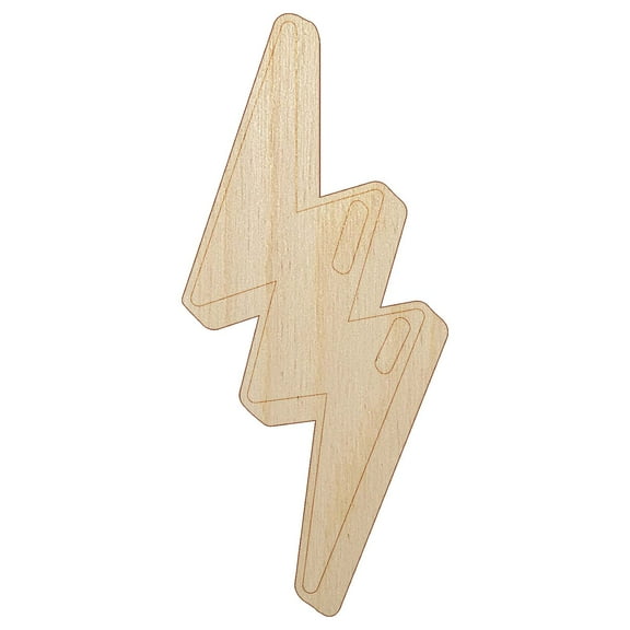 Quirky Lightning Bolt Wood Shape Unfinished Piece Cutout Craft DIY Projects - 4.70 Inch Size - 1/8 Inch Thick
