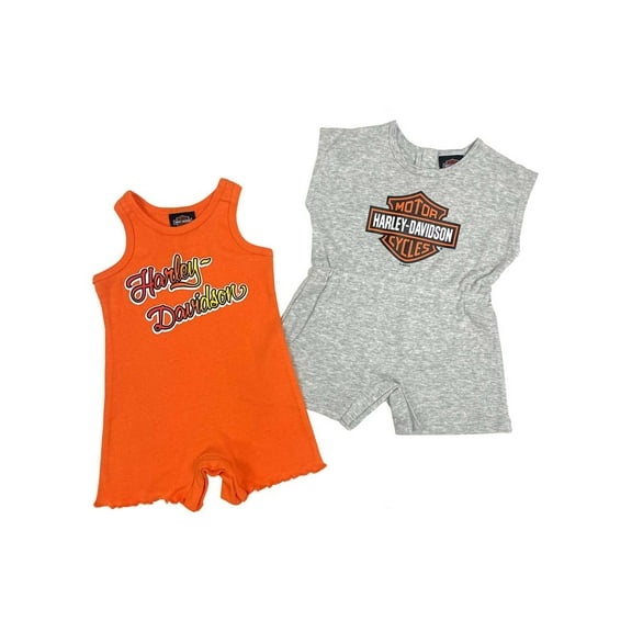 Harley-Davidson Baby Girls' 2-Piece Newborn Sleeveless Romper Set (3/6M), Harley Davidson