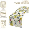 thumbnail image 4 of Lemon Floral Table Runner, Vintage Watercolor Lemon Flower Summer Tropic Fruit Italian Navy Blue Tile Dinner Table Runners Farmhouse Coffee Home Kitchen Decor for Party Holiday 13"x108", 4 of 6