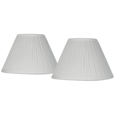 Springcrest Set of 2 Bell Lamp Shades White Mushroom Pleated Small 5" Top x 11" Bottom x 7.5" Slant Candelabra Clip-On Fitting