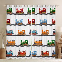 Castle Fairy Colorful Train Black Out Curtains for Boys Teens Men,Steam Engine Curtains Pack Of 2 (42X63 Each),Railway Railroad Bedroom Curtains,Luxury Bedroom Decor