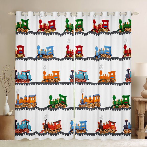 Castle Fairy Colorful Train Black Out Curtains for Boys Teens Men,Steam Engine Curtains Pack Of 2 (42X63 Each),Railway Railroad Bedroom Curtains,Luxury Bedroom Decor