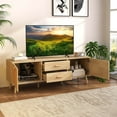 thumbnail image 2 of Costway Rattan TV Stand for 65-Inch TV 59" TV Console Cabinet Boho Entertainment Center, 2 of 12