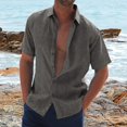 thumbnail image 2 of XDZJLR T-Shirts pour Hommes Décontractés Manches Courtes Unies Col Rabattu Boutons Hauts Formels, 2 of 5
