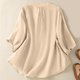 thumbnail image 2 of Vestidos Casuales Para Mujer, Blusas De Mujer De Moda Blusa de lino sintético con botones bordados y mangas 3/4 con cuello alto para mujer, 2 of 4
