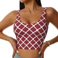 thumbnail image 2 of Haiem Red Moroccan Pattern Womens Sports Bra - U Neck Padded Low Impact Yoga Bra Workout Crop Top Gym Moisture-Wicking Workout Vest -Medium, 2 of 9