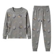 thumbnail image 2 of Cethrio Boys Cotton Pajama Sets, Long Sleeve Soft Crew Neck 2 Piece Boys' Sleepwear Dark Gray Size 2-3T, 2 of 6