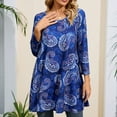 thumbnail image 6 of ENMAIN Plus Size Tunics for Women 3/4 Sleeve Paisley Tops Loose Fitting Clothes Blue Flare Blouses, 6 of 8