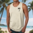 thumbnail image 2 of RYDCOT Mens Summer Beach Cotton Tank Top Hawaiian Palm Tree Print Sleeveless Muscle Basic Tee Vacation Tops Beige, 2 of 5