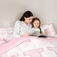 thumbnail image 4 of Manfei Girls Shabby Chic Bow Tie Letter Monogrammed H Bedding Comforter Set 7-Piece,Kids Teens Romantic Princess Style Initial King Bedding Sets,Pink Reversible,Super Cozy Room Decor, 4 of 7