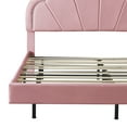 thumbnail image 6 of Kacho Queen Bed Frame, Queen Upholstered Smart LED Bed Frame with Elegant Flowers Headboard, Floating Velvet Platform LED Bed with Wooden Slats Support, No Box Spring Needed Bed for Kids Adults, Pink, 6 of 9