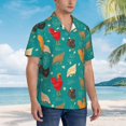 thumbnail image 3 of Vsdgher Hens And Rooster Print Men's Hawaiian Shirts Button Down Tropical Holiday Beach Shirts Vacation Clothes,X-Large, 3 of 7