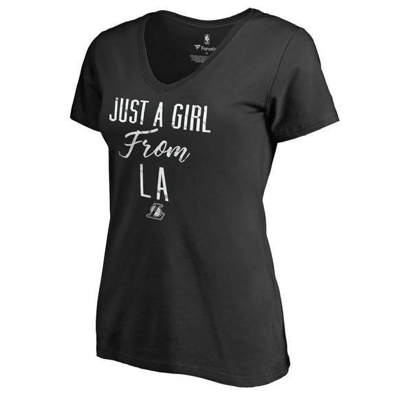 Women's Black Los Angeles Lakers Just a Girl V-Neck T-Shirt