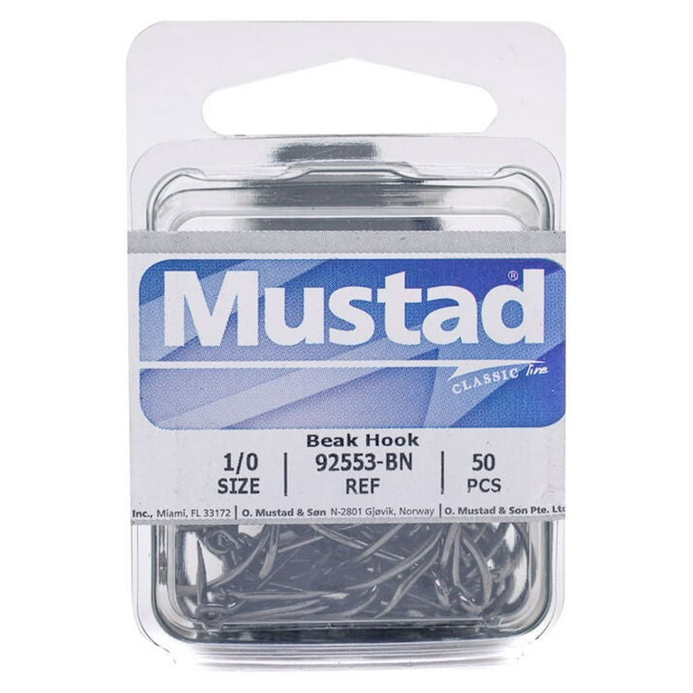 Mustad 92611 Hooks Long Shank Beak Nickel Sz 3/0 Poly Bag 8 per PK #-3/0  Pc27 for sale online