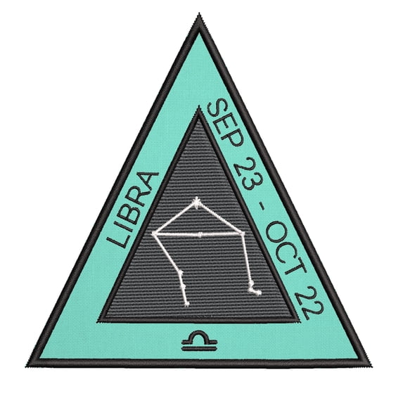 Libra Horoscope 4 Inch Iron Or Sew On Embroidered Fabric Badge Patch Astrology, Zodiac Iconic Series