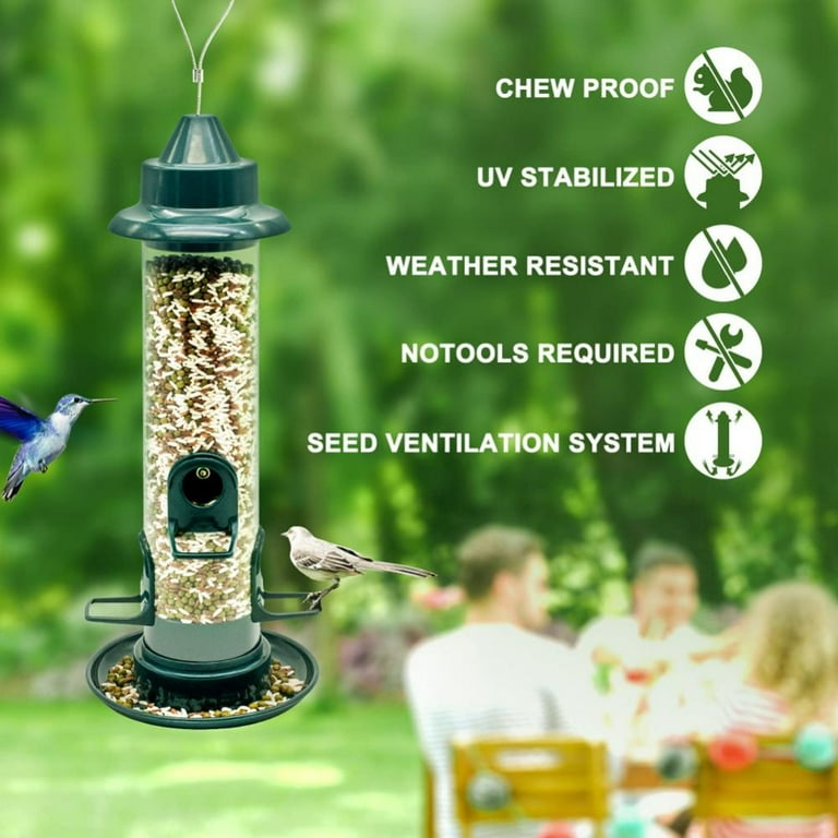 Tcwhniev Bird Feeder Wild Bird Seed Feeder Removable Window Suction Cups  Hanging Clear Viewing Feed Tray Garden Outdoor Weatherproof 