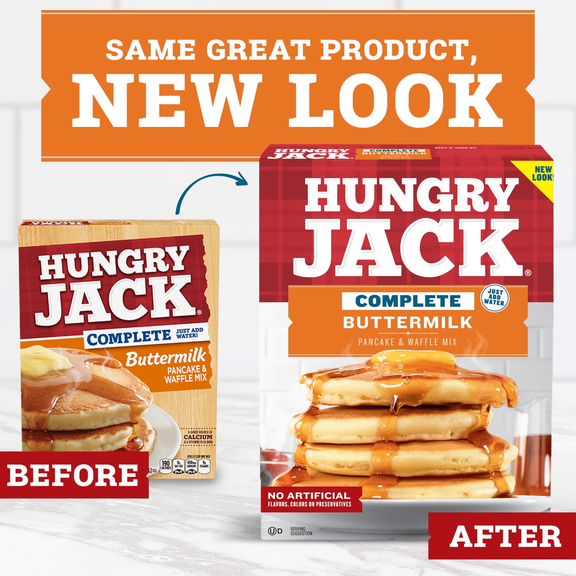 Hungry Jack Complete Buttermilk Pancake Mix and Waffle Mix 32 Oz Box (Pack of 8)
