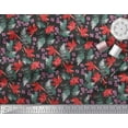 thumbnail image 3 of Soimoi Poly Georgette Fabric Spruce Leaves & Lily Floral Print Fabric by The Yard 52 Inch Wide, 3 of 3