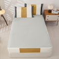 thumbnail image 4 of Homewish Modern Geometric Stripe Zipper Full Size Comforter Sets with Fitted Sheet and 2 Pillowcases,Gray Gold White Zipper Bedding Set,Light Gray Reversible,4pcs, 4 of 8