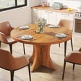 thumbnail image 4 of Tribesigns Round Dining Table for 4-6, 47.24-Inch Farmhouse Kitchen Table, Wood Dining Table with Pedestal Base, Small Dinner Table for Dining Room,Living Room, Small Space, Brown, 4 of 8