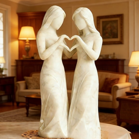 Handmade Sister Sculpture Friendship Gift for Women, Resin Figurine Home Decor, Best Friend Present, Unique Keepsake for Her, Thoughtful Sister-in-Law Gift, Elegant White Statue, Office Desk Decor