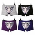 thumbnail image 4 of Magik 4 Pack Adult Mens 3D Wolf Eagle Boxer Briefs Animal Print Underwear Shorts Pants, 4 of 11