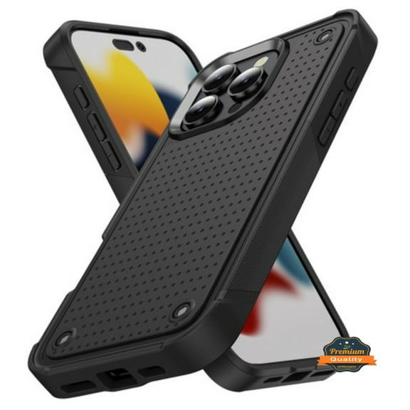 For Apple iPhone 16 Pro (6.3") Shockproof Non-Slip Textured Heavy Duty Rugged TPU Drop Military Protection Tough Bumper Phone Case Cover by Xpression - Black