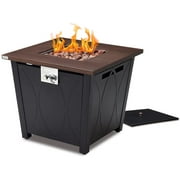 ESSENTIAL LOUNGER 28inch Propane Fire Pit Table,  50000 BTU Outdoor Gas Fire Pit Table with Lid and Waterproof Cover CSA Black