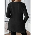 thumbnail image 2 of Cuteduck Women Plus Size Casual Ribbed Knit Blouse Fall Long Sleeve Sweater Square Neck Solid Top 1X-4X, 2 of 5