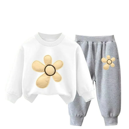

kpmatpey Baby Girls Sweatshirts Crewneck Long Sleeve Pullover Tops with Sweatpants Fall Winter Warm Lounge 2 Piece Outfits