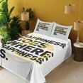 thumbnail image 2 of Ambesonne Emoji Fitted & Top Sheet Set with Shams, Happiness Saying Graffiti Art, Dark Grey Mustard and White, 2 of 5