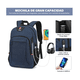 thumbnail image 4 of Mochila Para Laptop 15.6 Pulgadas Impermeable Antirrobo Viaje A Portátil Expandible Urbana Grande 35 Belug Azul, 4 of 5
