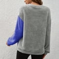 thumbnail image 6 of Miluxas Women's Crewneck Sweatshirts Long Sleeve Oversized Double Sided Velvet Fall Winter Pollover Color Block Casual Comfy Fashion Loose Tops Blue M(M), 6 of 9