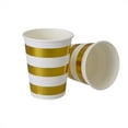 thumbnail image 2 of PARTY DISPOSABLE DECORATIVE PAPER CUPS | 9 oz | Metallic Gold Stripe | for Upscale Parties and Events | 24 pc, 2 of 3