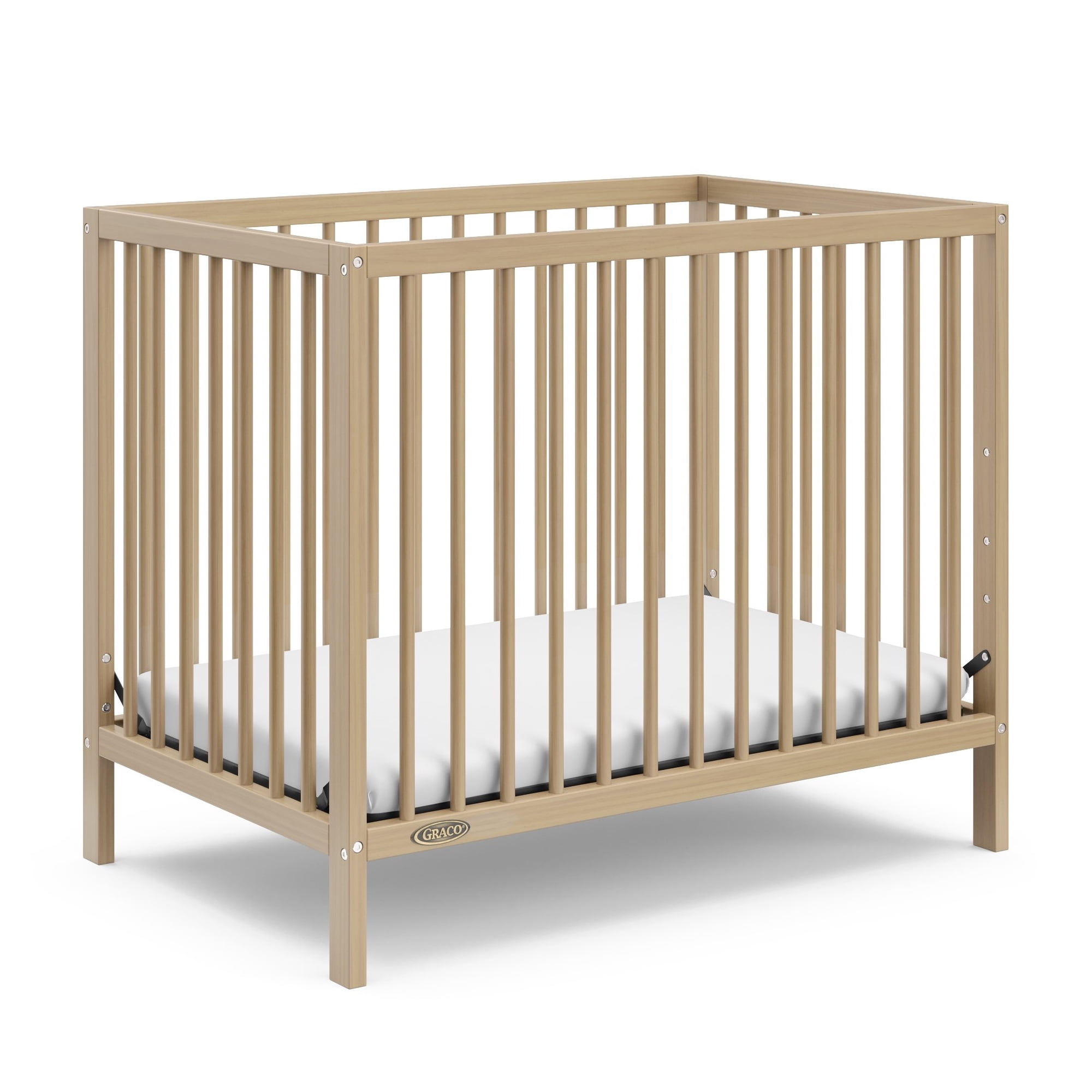 Graco Teddi 4-in-1 Convertible Mini Baby Crib with Mattress, Driftwood