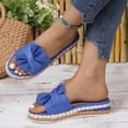 thumbnail image 2 of FRSASU Wedge Sandals for Women, Summer Beach Slip-on Bowknot Slides Soft Flat Gladiator Sandals Blue, 2 of 9
