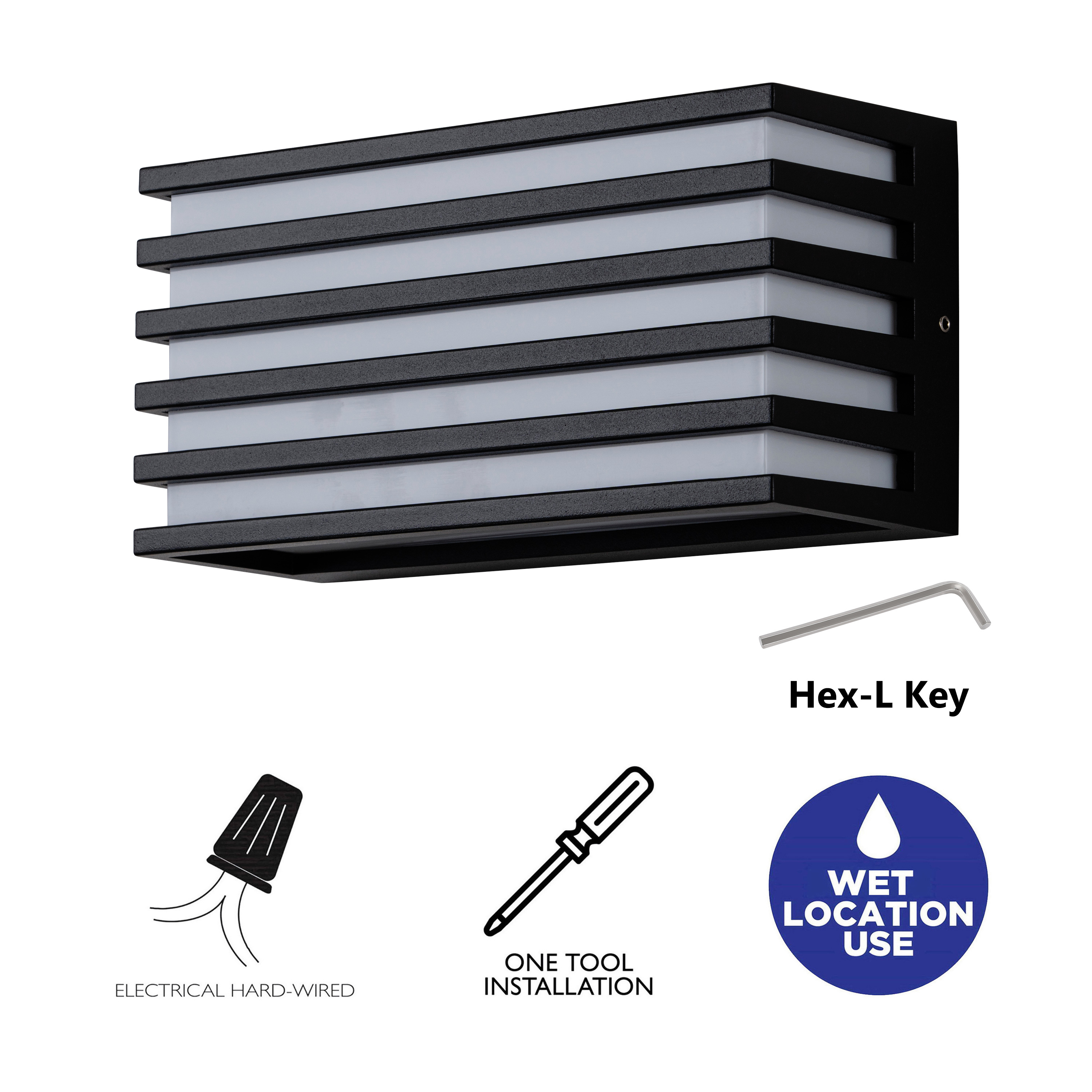 2-Pack Modern Black Aluminum LED Outdoor Indoor Wall Lights