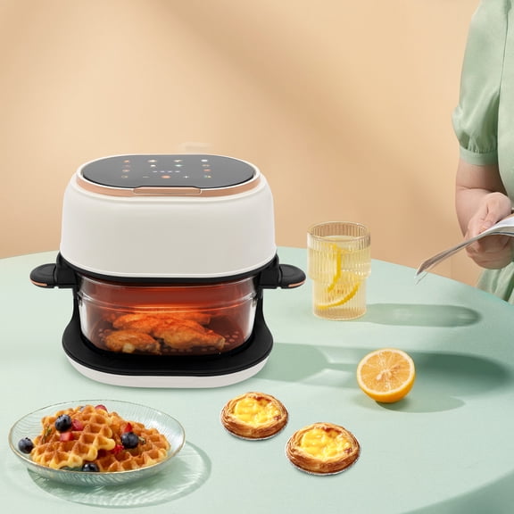 110V 900W Adjustable Temperature 140-374℉ 4L Visible Baking Basket Air Fryer With LED Touch Screen